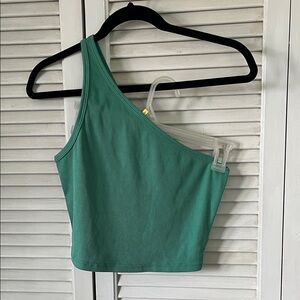 SHEIN One-Shoulder Ribbed Crop Top in Teal
